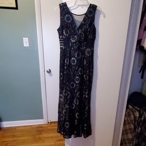 Navy blue/silver flower dress